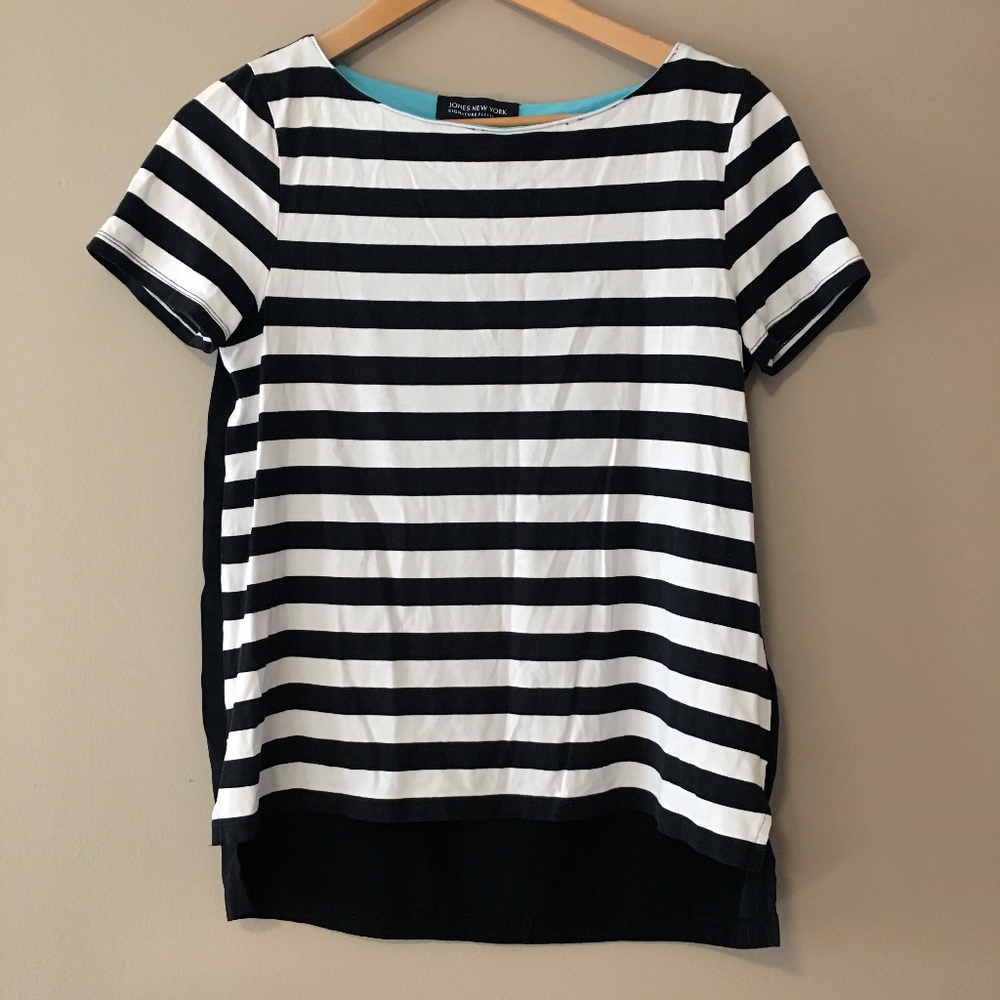 Black & White Striped T-Shirt Blouse